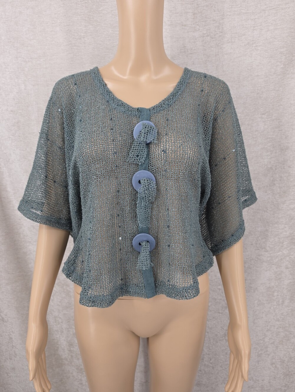 Y2K Pretty Angel Blue Fishnet Mesh Cropped Top Boho Fairycore